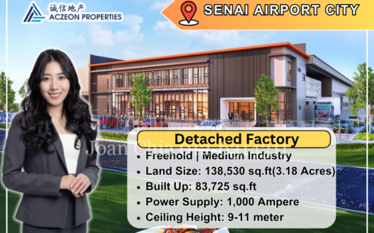 Senai Airport City, New Single Storey Detached Factory Cum 2 Storey Office (3.18 acres)